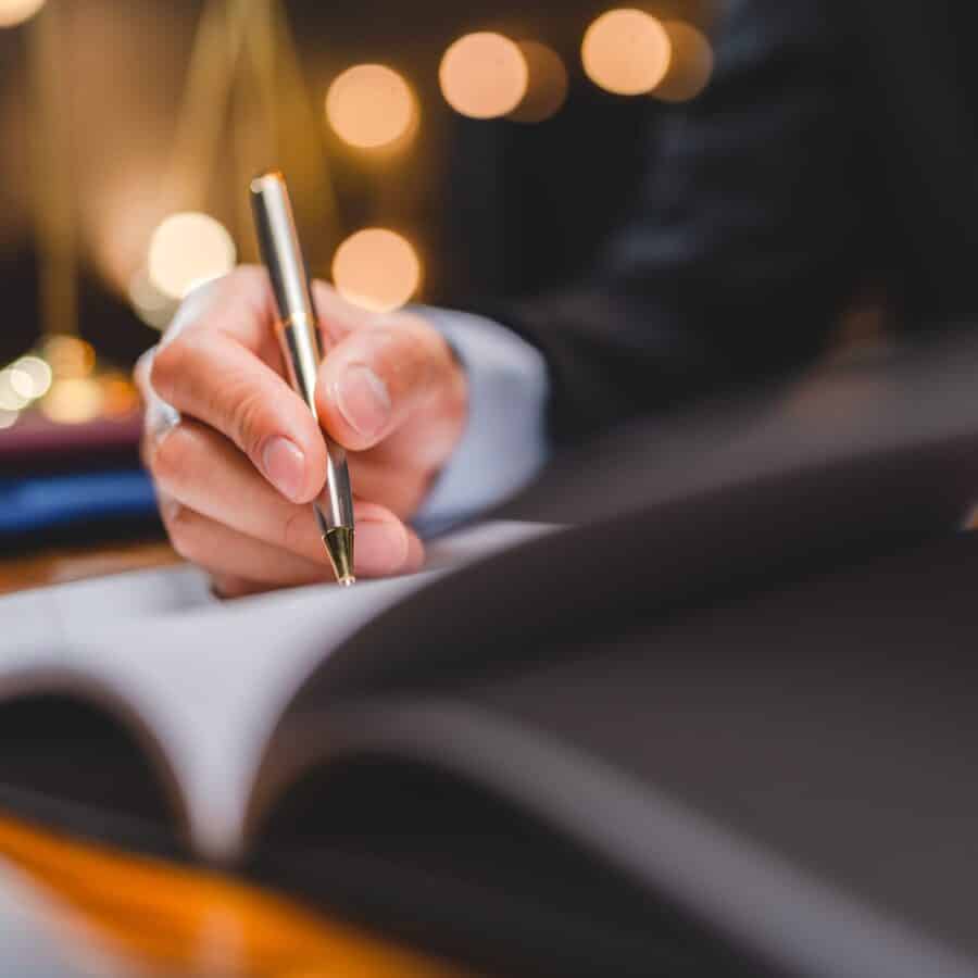 Lawyer taking notes